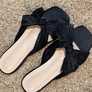 Elegant Black Bow Women's Slides